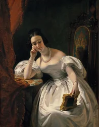 Jeune fille avec un portrait, vers 1840