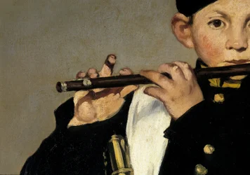 Un joueur de flûte. Détail. Peinture d