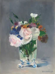 Fleurs dans un vase en cristal. Vers 1882