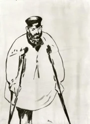 Un homme avec des béquilles