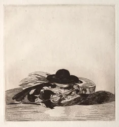 Frontispice pour une édition de gravures : Chapeau et guitare