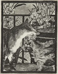 Le chat et les fleurs