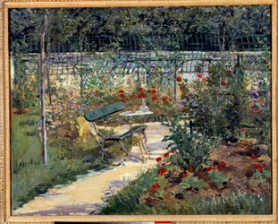 Mon jardin, le banc. Peinture d