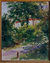 Le jardin autour de la maison de Manet à Reuil, France (peinture sur toile)