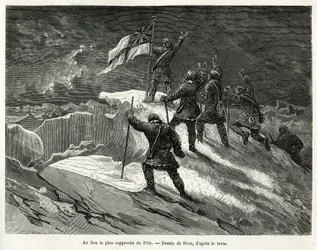Le capitaine George Strong Nares (1831-1915) plantant le drapeau britannique à l