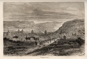 Vue générale de Cusco, ancienne capitale des Incas, dessin de Riou, pour illustrer le voyage de Paul Marcoy à travers l