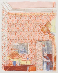Intérieur avec papier peint rose I