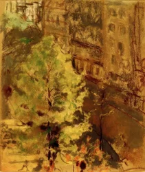 Le square Berlioz, effet de soleil matinal