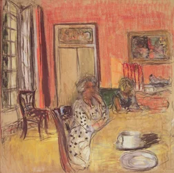 Madame Hessel et Lulu dans la salle à manger du Château des Clayes, c.1935-38