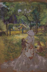 Mère et enfant au jardin matin dans le verger, 1909-1911