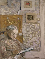 Mme Vuillard avec une tapisserie, vers 1910