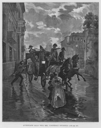 Attentat contre la vie du cardinal Rivarola (gravure)