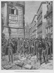 Les prisonniers royaux dans les rues de Palerme (gravure)