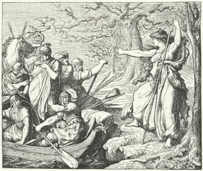 Le général romain Nero Claudius Drusus sur le fleuve Elbe, 9 av. J.-C.