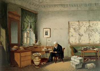 Le baron Alexander von Humboldt (1769-1859) dans son cabinet de travail