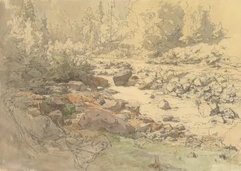 Paysage avec des rochers dans une rivière près de Kronau