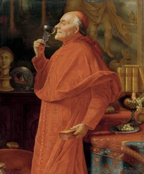 Cardinal examinant le bouquet d