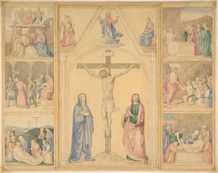 Christ en Croix avec Six Scènes de la Vie du Christ