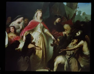 Les Rois Catholiques recevant les captifs chrétiens après la conquête de Malaga en 1487 (détail)