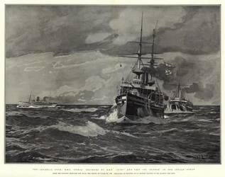La tournée impériale, H M S Ophir, escorté par H M S Juno et H M S St George, dans l