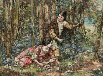 Filles dans un bois