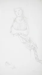 Étude de torse féminin et de drapé