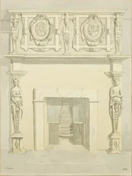Cheminée dans le bureau de Messrs Harris, anciennement partie du 