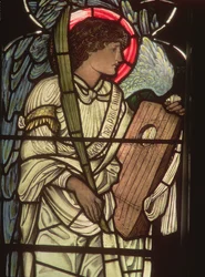 Ange avec une lyre, de la fenêtre de Sainte-Cécile, Christ Church, Oxford, 1875