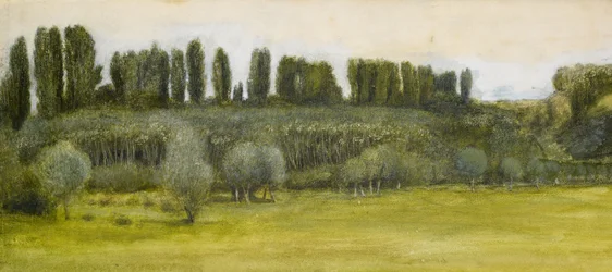 Paysage avec saules et peupliers, étude