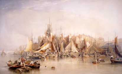 Billingsgate, premier jour des huîtres, tôt le matin, 1843
