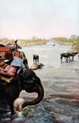 Scène de rivière, Inde centrale, vers les années 1930