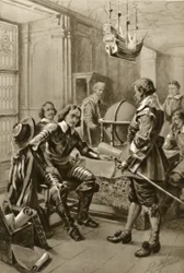 Robert Blake rend visite à Oliver Cromwell dans la salle du Conseil à Whitehall