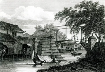 Pont-levis à Malacca, gravé par George Cooke