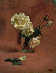 Nature morte avec des roses dans un verre