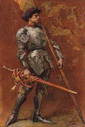 Chevalier en armure, vers la fin du XIXe siècle