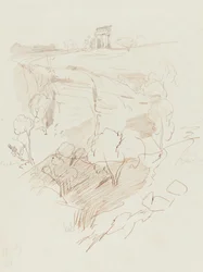 Temple en Ruines sur une Colline, 1864