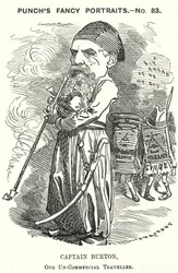 Caricature de Punch : Richard Burton, explorateur, géographe et diplomate anglais