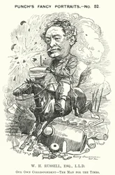 Caricature de Punch : William Howard Russell, journaliste irlandais et correspondant de guerre