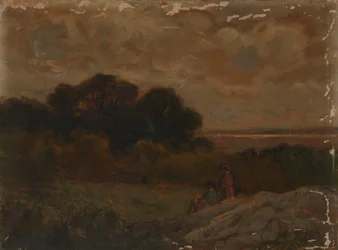 Sans titre (Paysage avec deux femmes allongées sur des rochers)