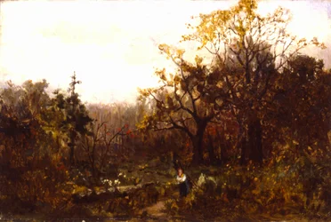 Sans titre (paysage - femme portant du bois)