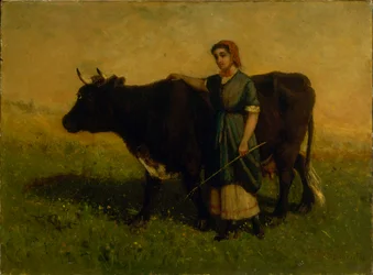 Sans titre (femme marchant avec une vache)