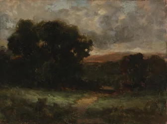 Paysage sans titre avec prairie et arbres, n.d.