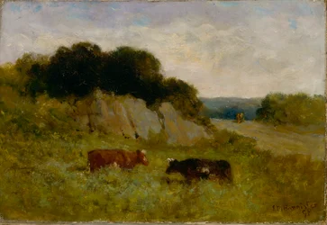 Paysage sans titre avec deux vaches