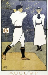 Couple jouant au golf - dans «Calendrier de golf» par Edward Penfield