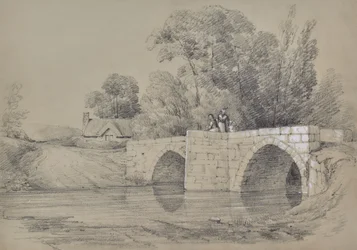 Paysage avec un pont et des personnages