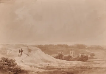 Paysage avec église dans une vallée