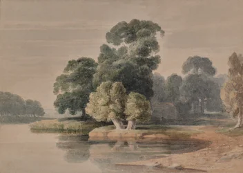 Paysage avec rivière ou lac