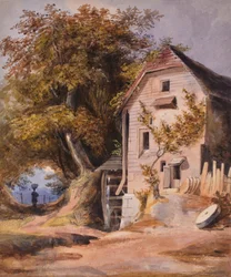 Paysage avec moulin à eau