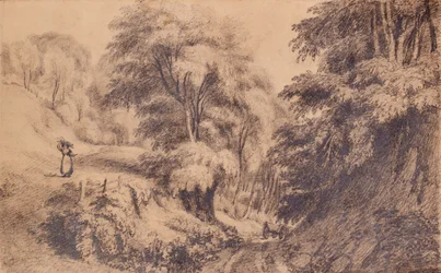 Paysage avec femme et chemin