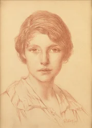Une jeune femme (craie rouge)